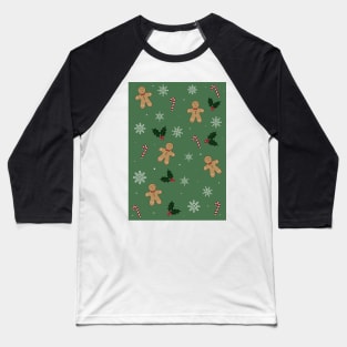 Christmas Green Pattern Baseball T-Shirt